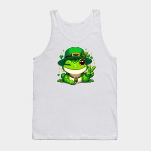 St Patricks Day Frog Face Saint Pattys Paddys Men Women Kids Tank Top